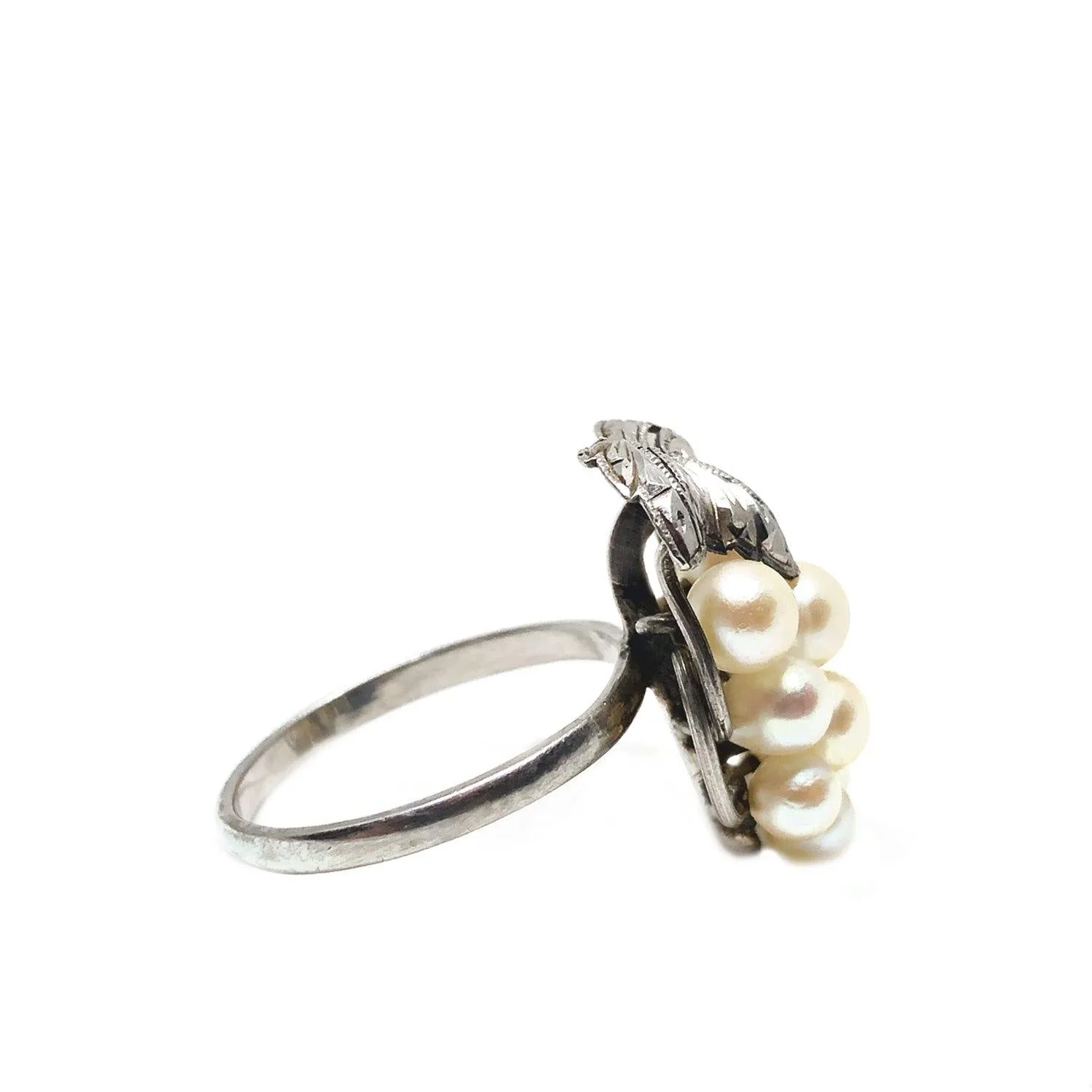 Grape Japanese Saltwater Akoya Cultured Pearl Ring- Sterling Silver Sz 7 1/4