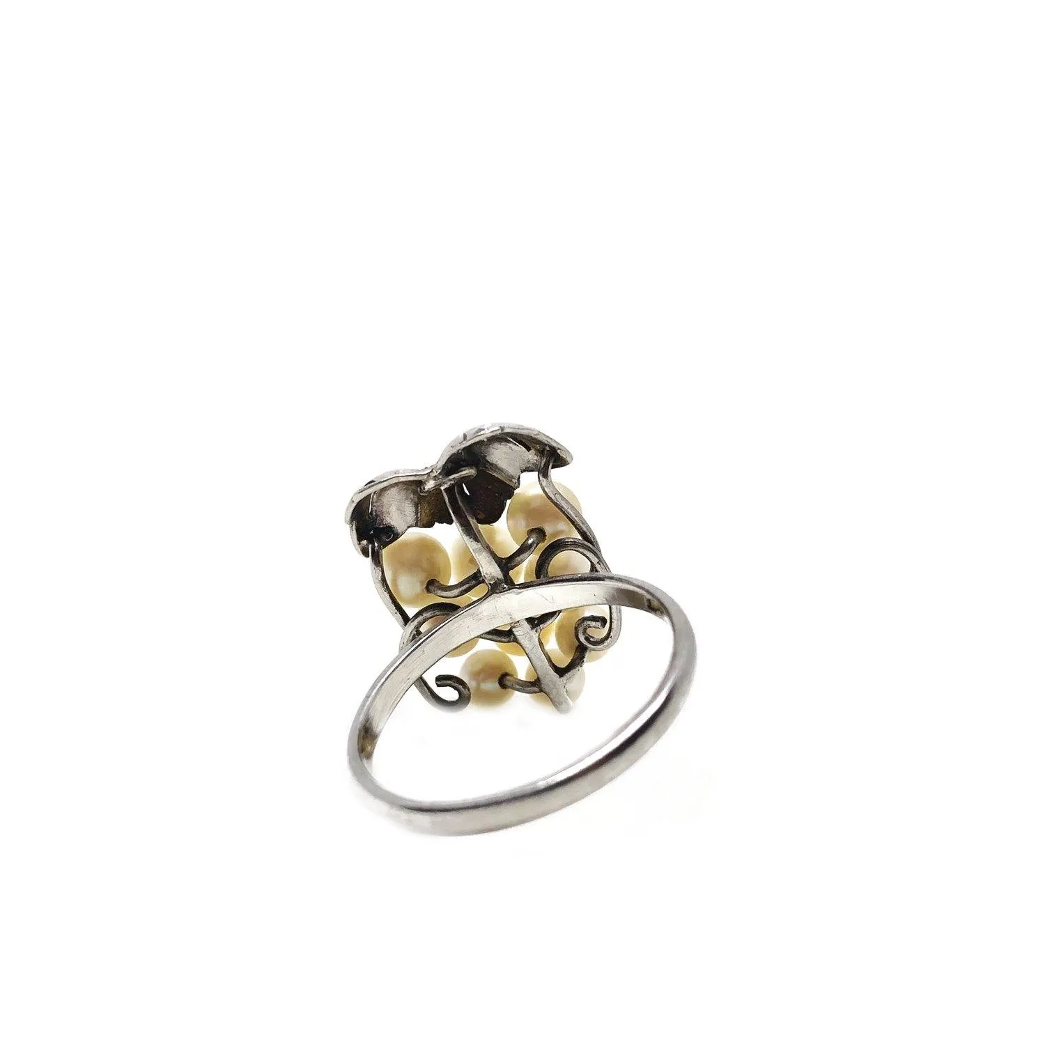 Grape Japanese Saltwater Akoya Cultured Pearl Ring- Sterling Silver Sz 7 1/4