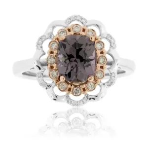 Gray Oval Spinel & Diamond Ring