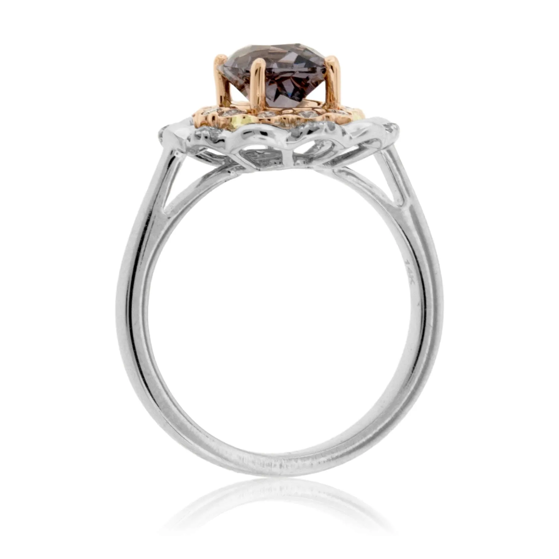 Gray Oval Spinel & Diamond Ring