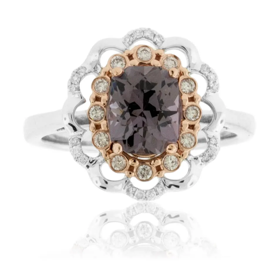 Gray Oval Spinel & Diamond Ring