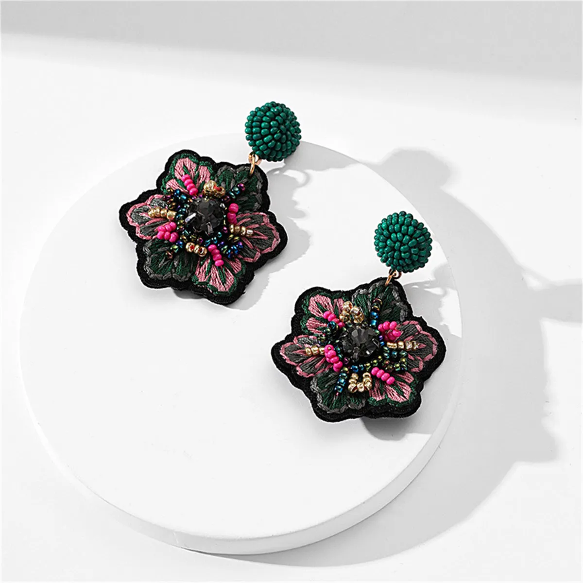Green & Pink Howlite 18K Gold-Plated Snowflake Drop Earrings