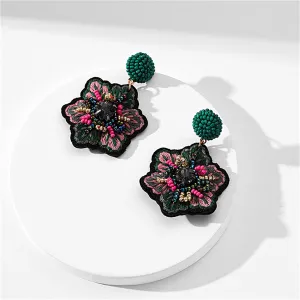 Green & Pink Howlite 18K Gold-Plated Snowflake Drop Earrings