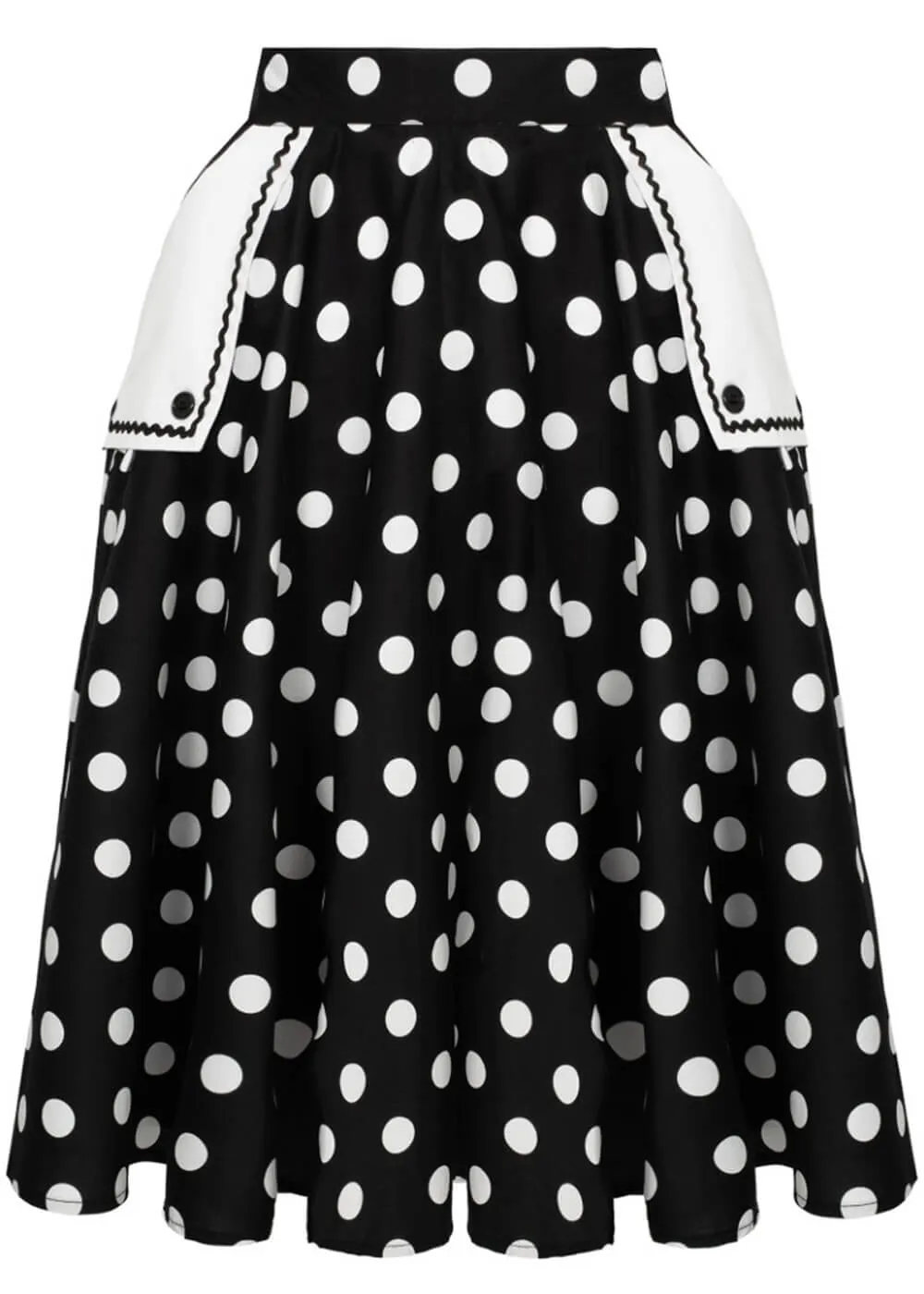 Hell Bunny Domino Polkadot 50's Swing Skirt Black