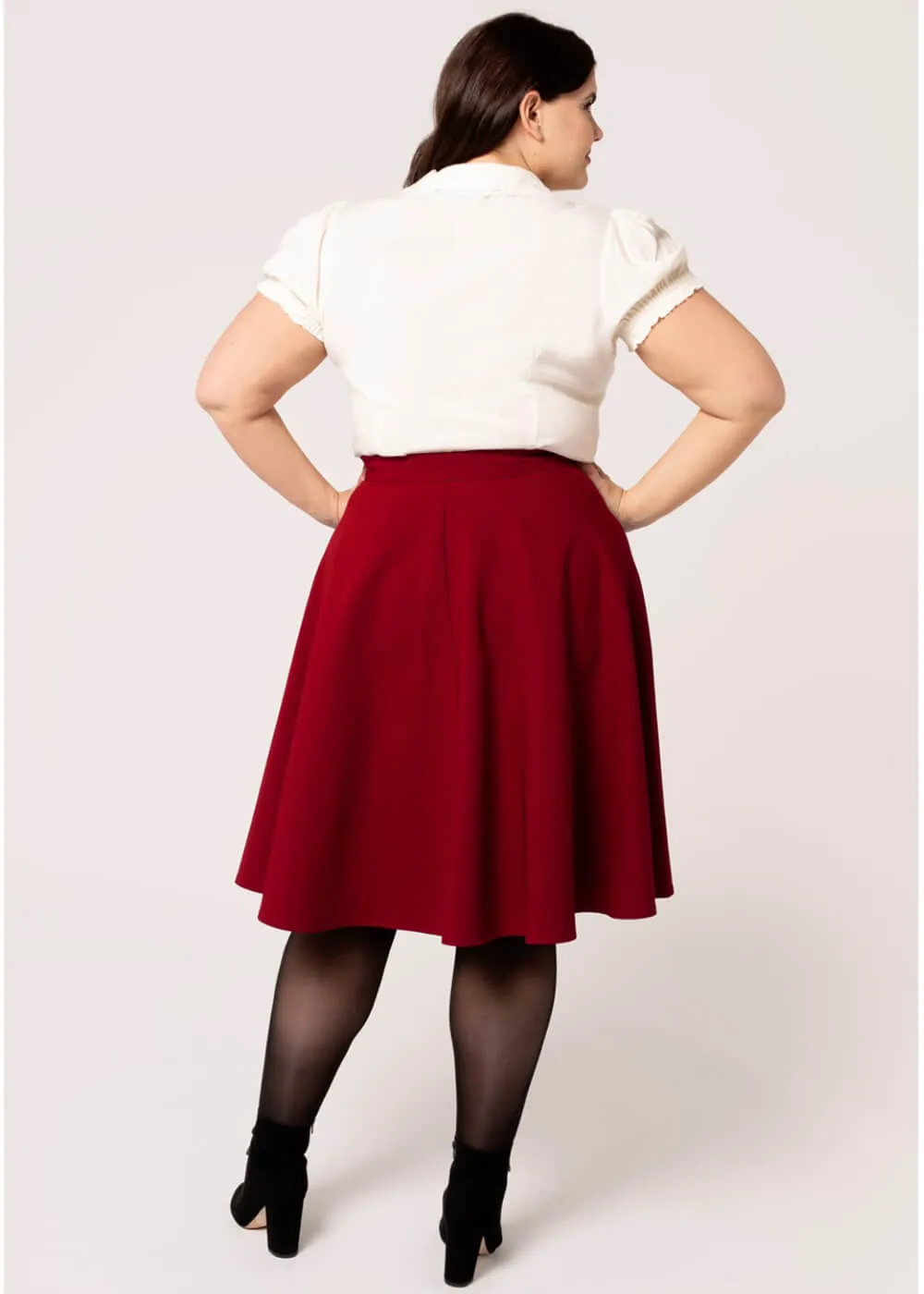 Hell Bunny Ravenwood 40's Swing Skirt Dark Red