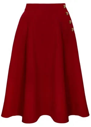 Hell Bunny Ravenwood 40's Swing Skirt Dark Red