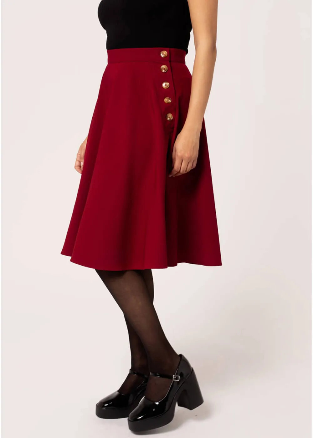 Hell Bunny Ravenwood 40's Swing Skirt Dark Red