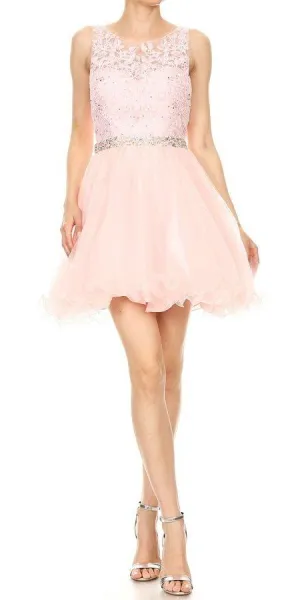 J&J Fashion 4016 Embellished Waist Homecoming Short Dress