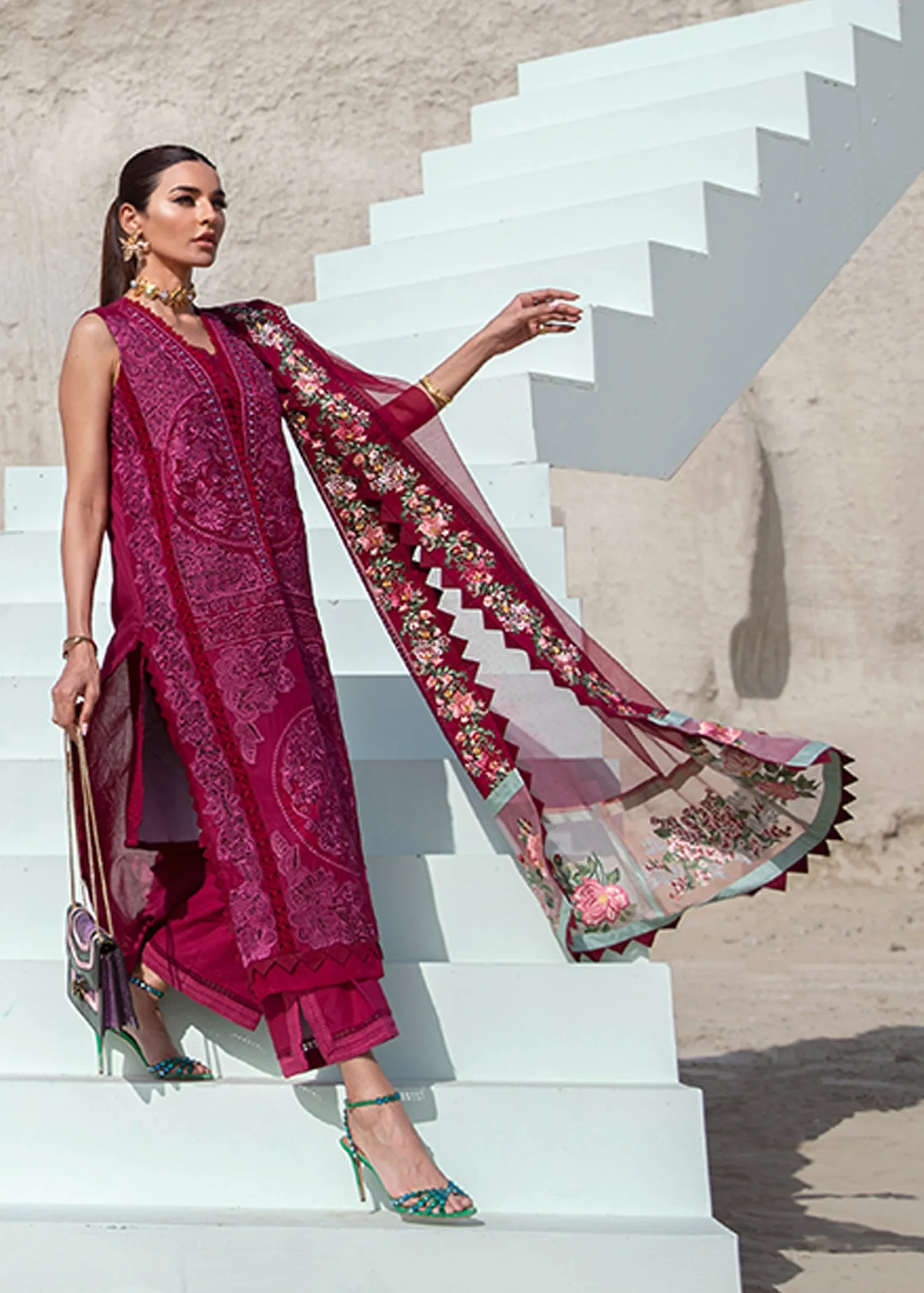 Jewel by the Beach - 3B - Mahogany | Crimson Serendipity Luxury Lawn Collection 2022