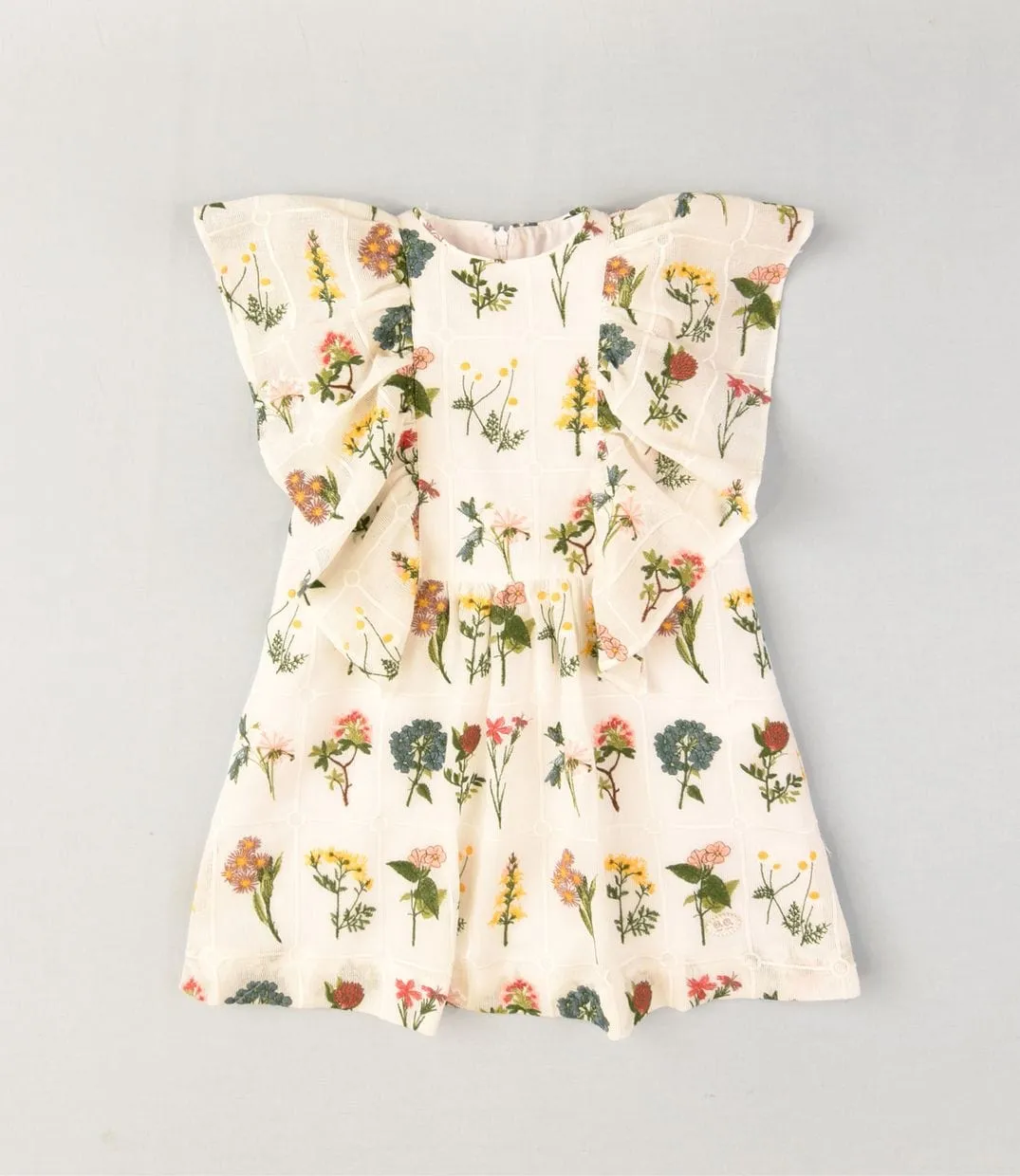 JOSE VARON - Embroidered Flower Dress - White