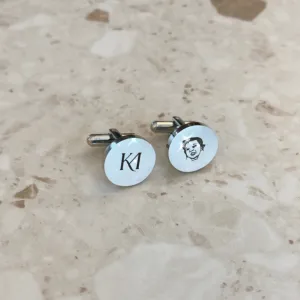 Lazer Engraved Round Cufflinks in SILVER