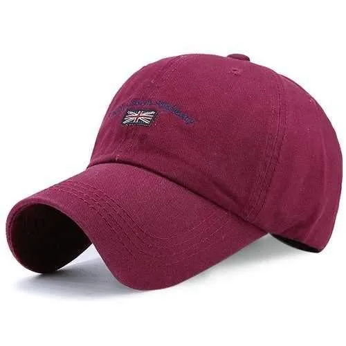 Letter Flag Embroidered Baseball Hat - Wine Red