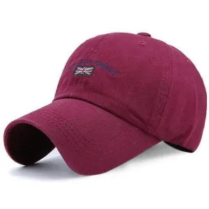 Letter Flag Embroidered Baseball Hat - Wine Red