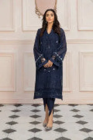 LF-CC-112-B-Navy Blue | MariaB M.Luxe Fabrics | Unstitched Embroidered Fabric