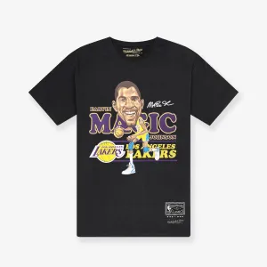 Magic Johnson Los Angeles Lakers Caricature Vintage Tee - Faded Black