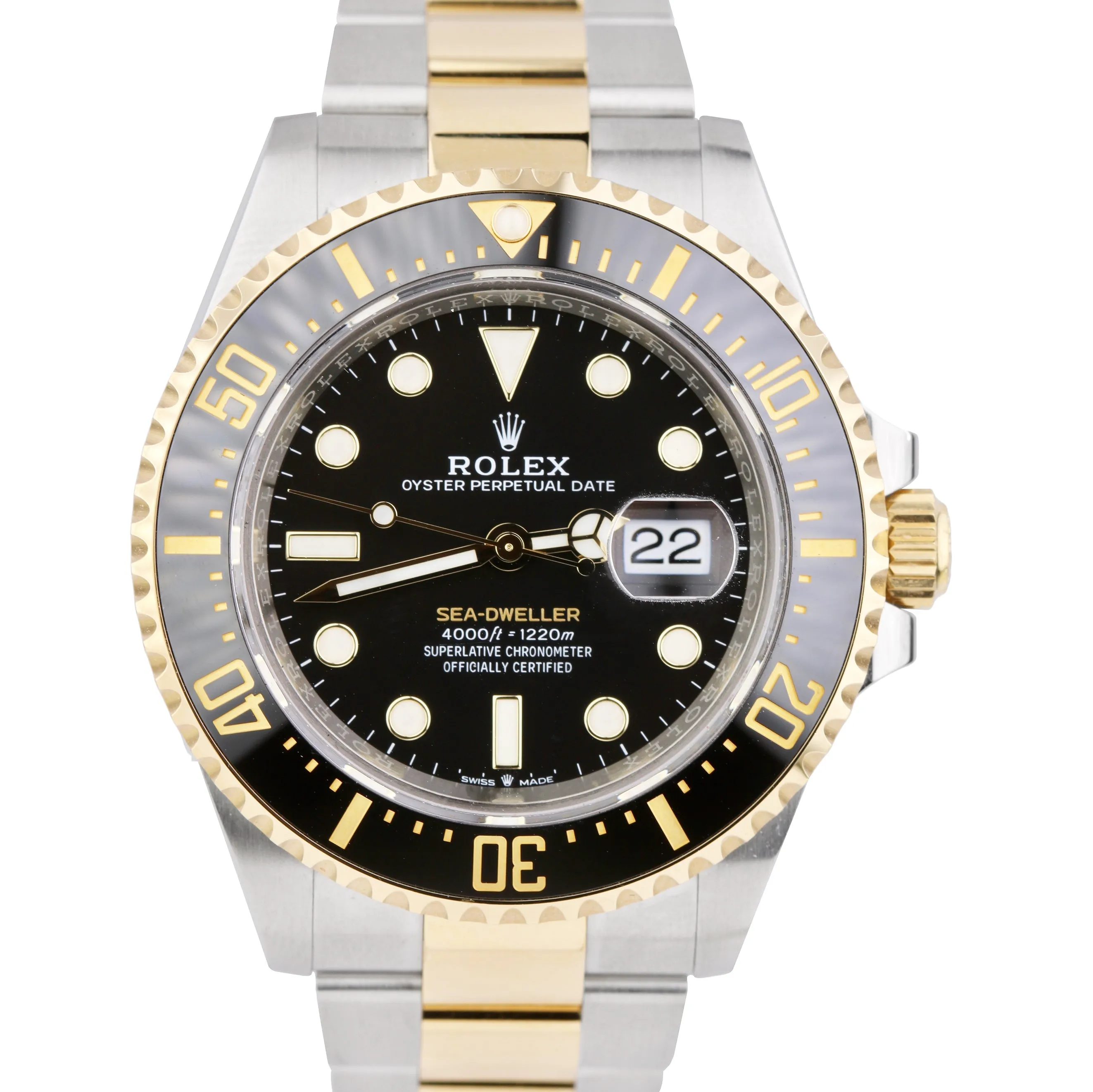 Men's Rolex Sea-Dweller 43mm Two-Tone Yellow Gold Black Stainless Watch 126603