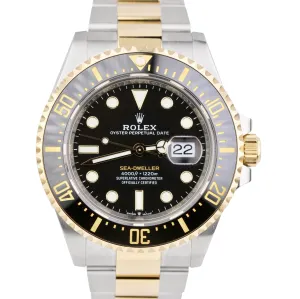 Men's Rolex Sea-Dweller 43mm Two-Tone Yellow Gold Black Stainless Watch 126603