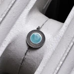 Mid-Century Turquoise Guilloché Enamel Pendant