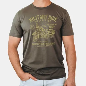 Military Ride Motorcycle - Adult Unisex Jersey Crew Tee