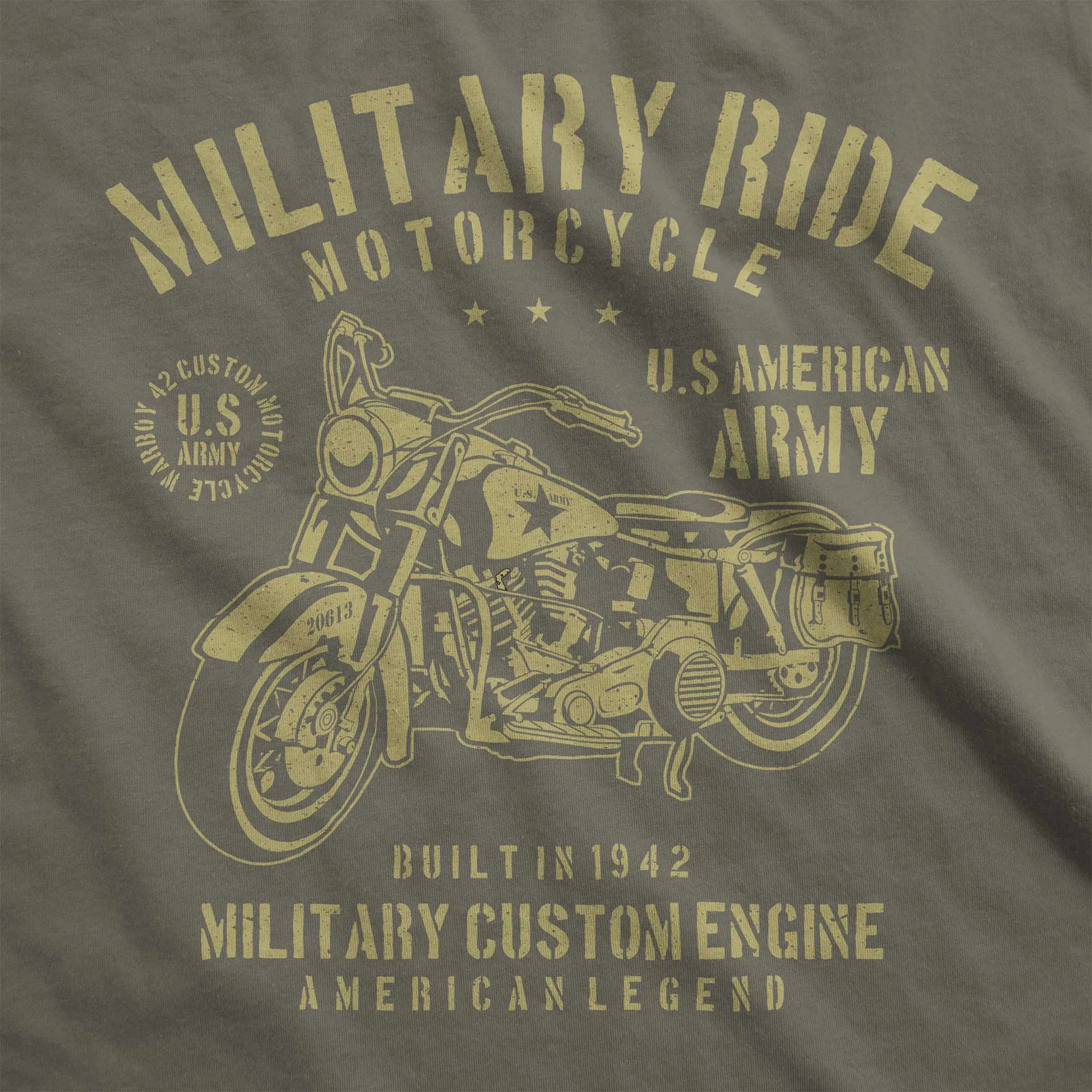 Military Ride Motorcycle - Adult Unisex Jersey Crew Tee