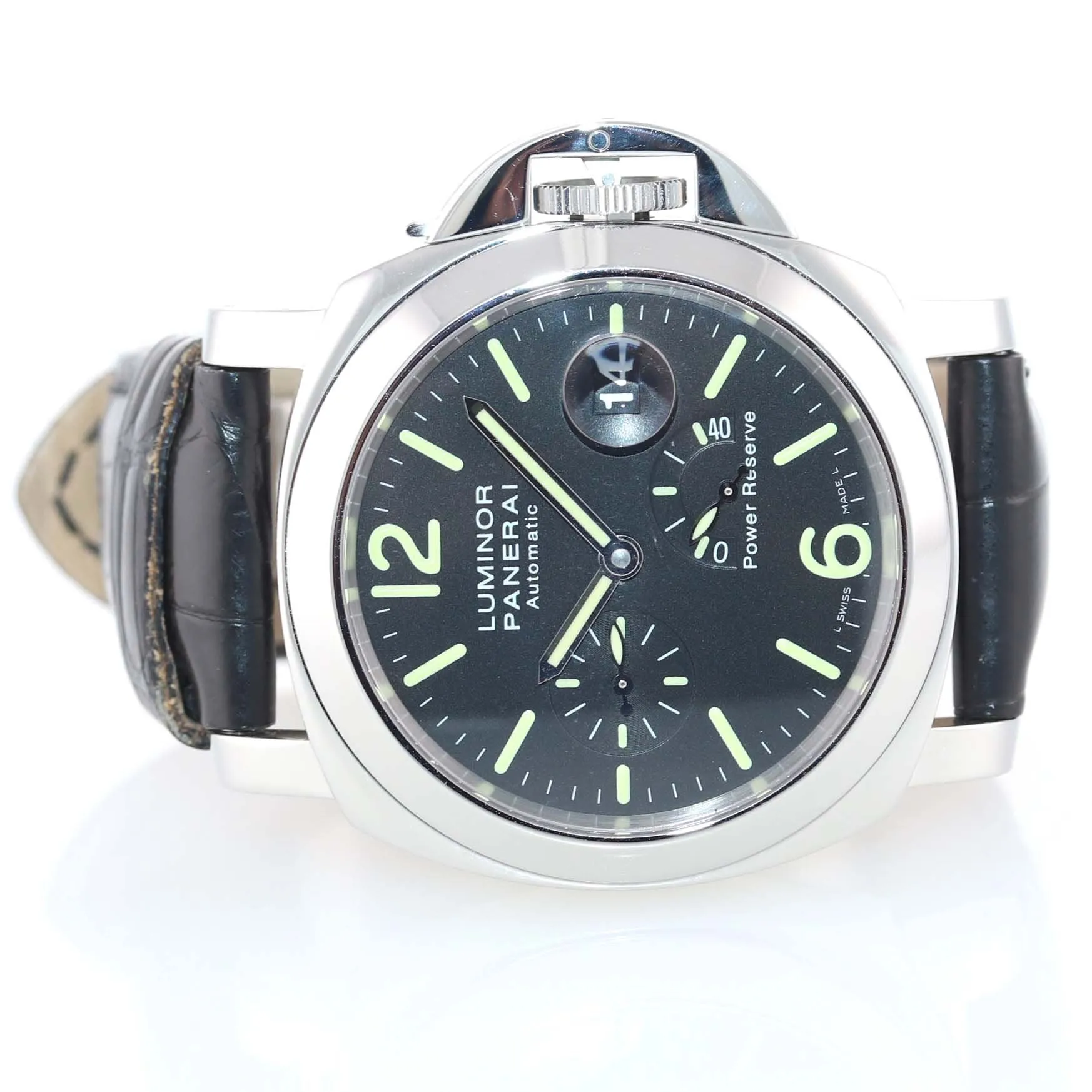 MINT Panerai PAM 090 Luminor Automatic Power Reserve Steel Date 44mm Watch
