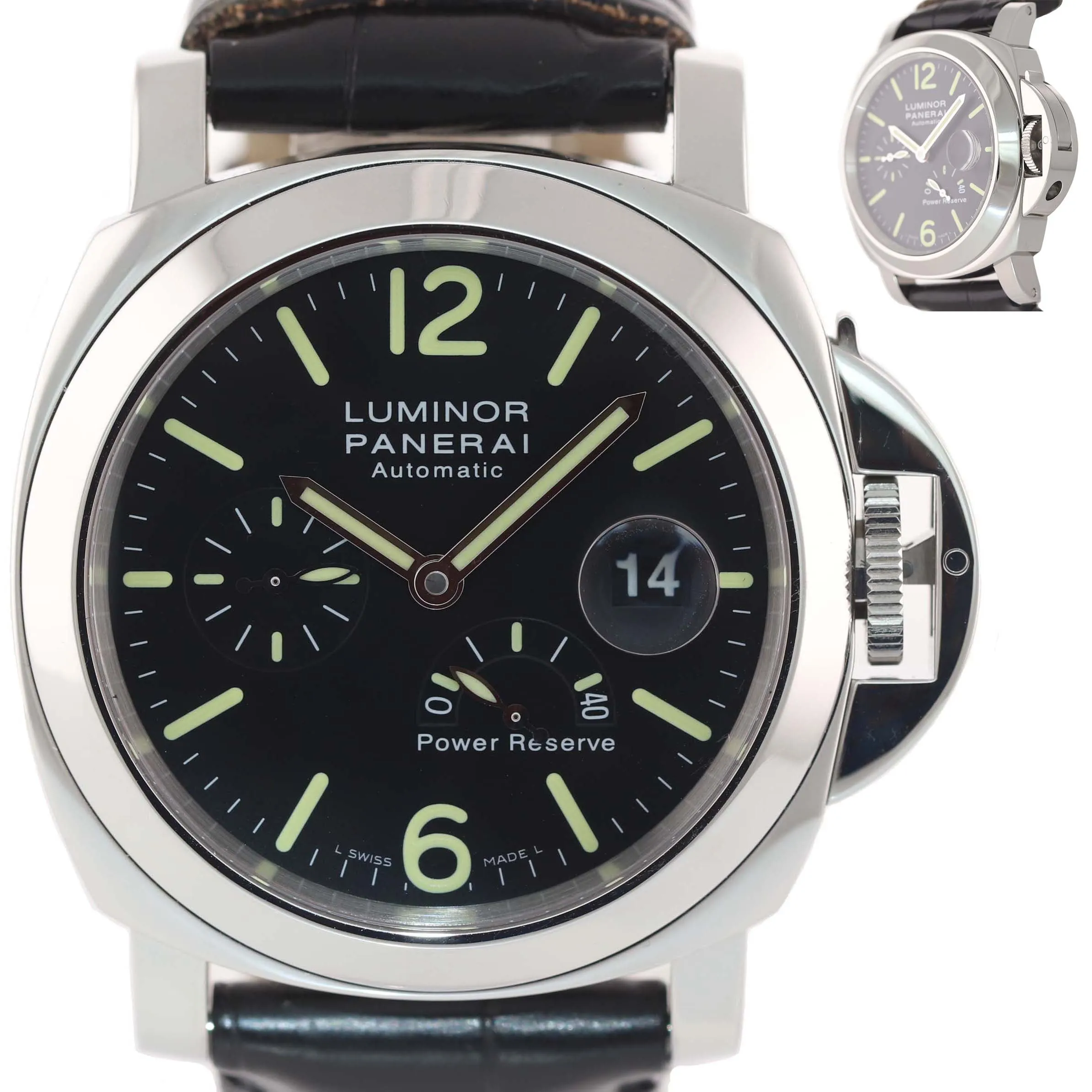 MINT Panerai PAM 090 Luminor Automatic Power Reserve Steel Date 44mm Watch