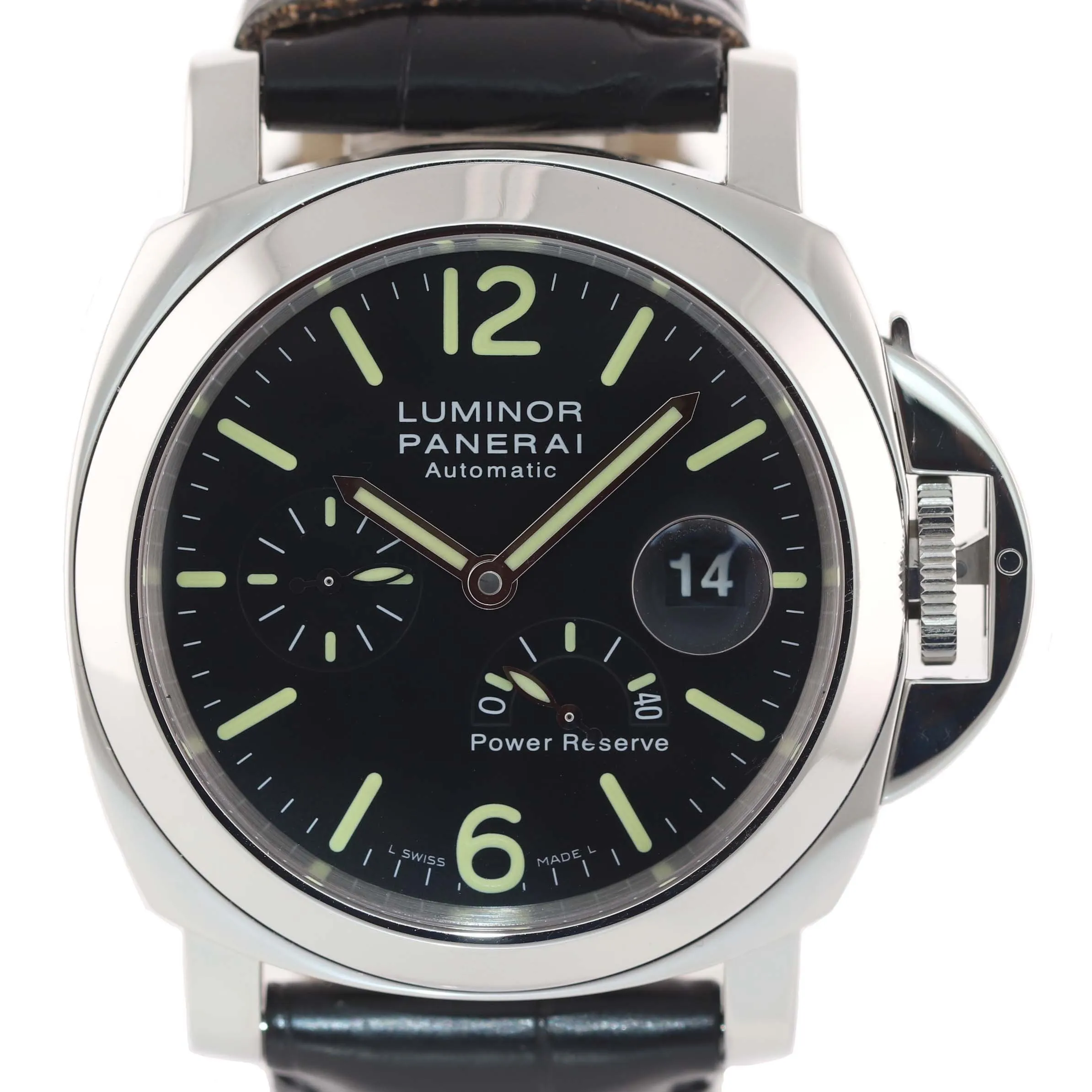 MINT Panerai PAM 090 Luminor Automatic Power Reserve Steel Date 44mm Watch