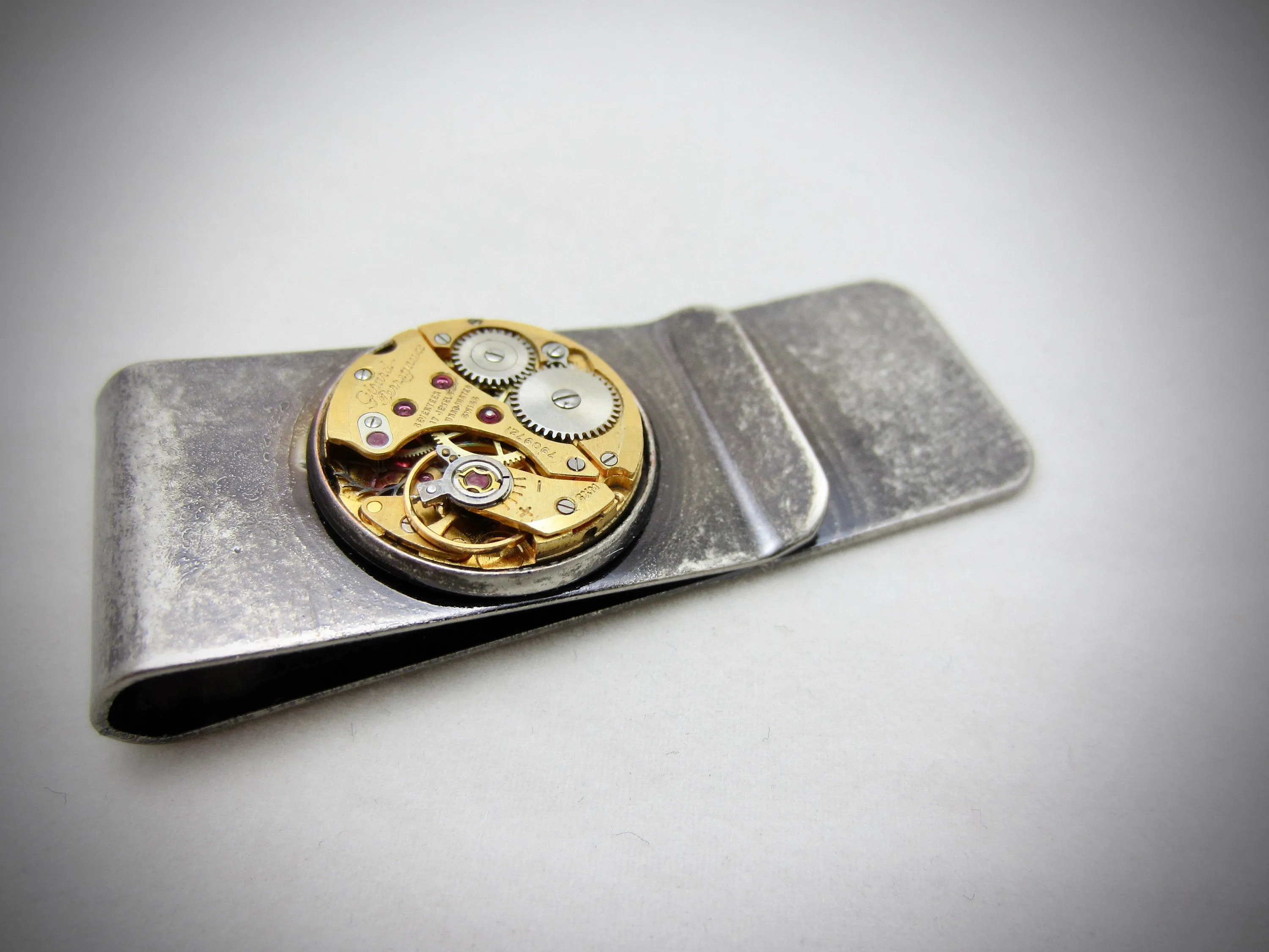 Money Clips for Men - Steampunk Jewelry - Gifts Under 25 - Vintage gold watch movement Money Clip - Gift for Man - Groomsmen