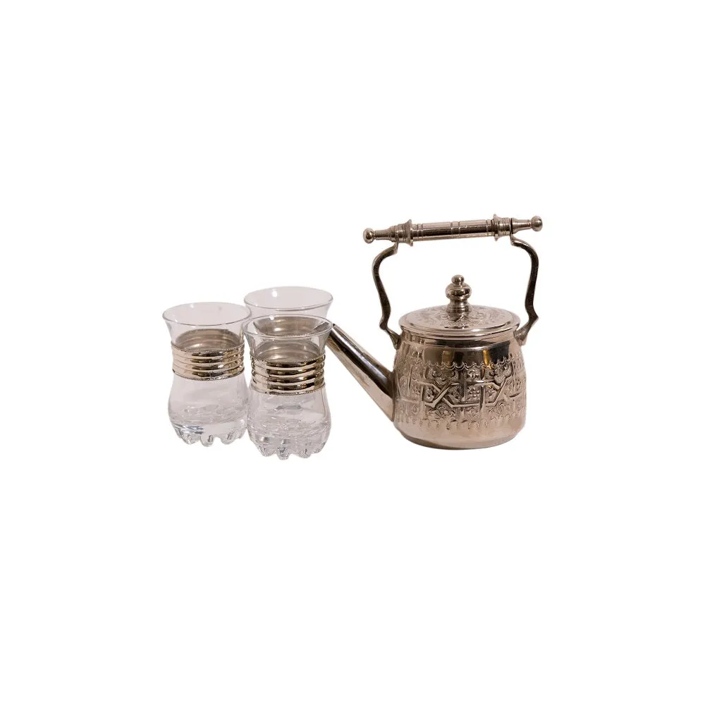 Moroccan Tea Pot with Glasses Small