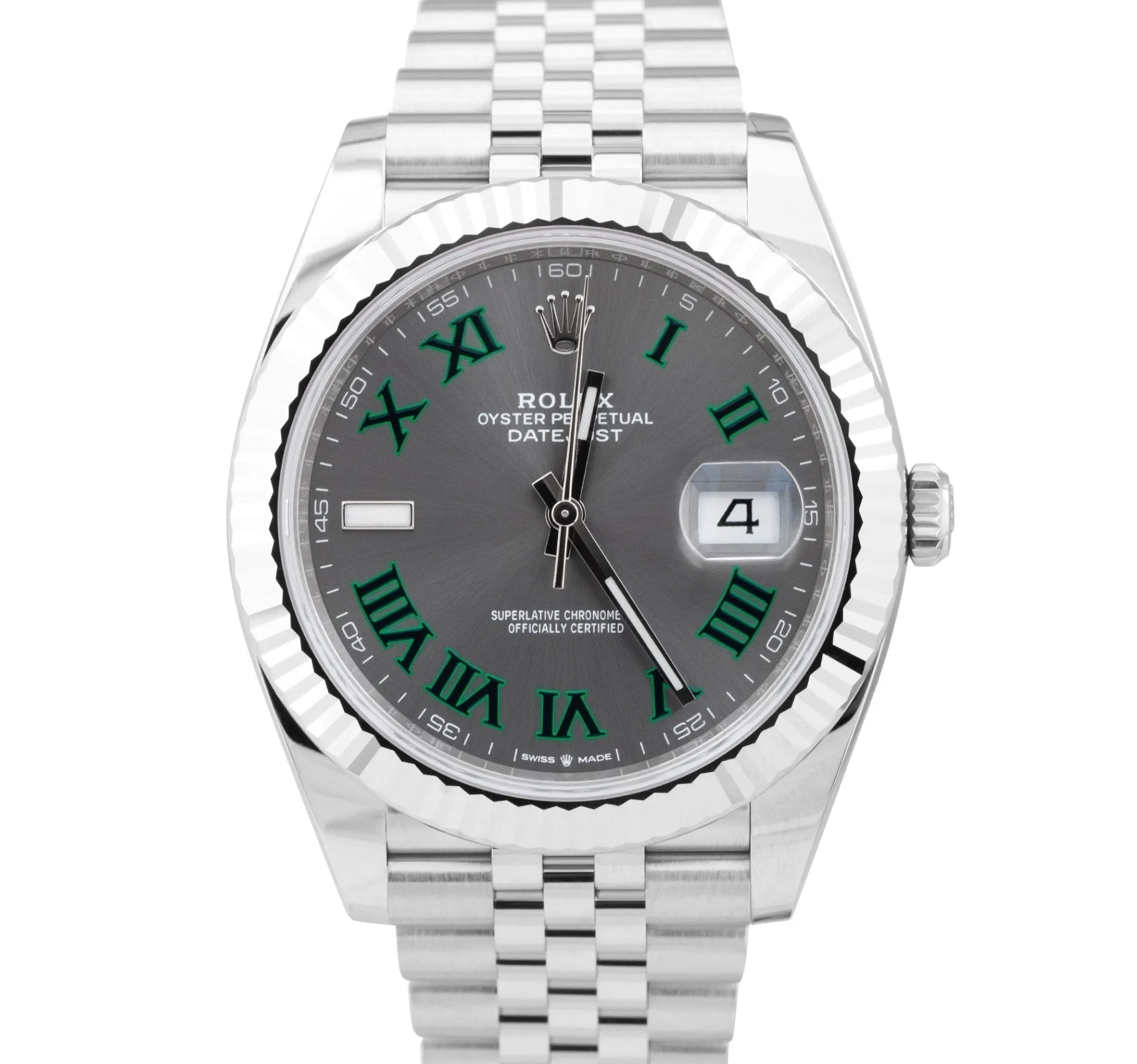 NEW NOS Rolex DateJust 41 Papers Wimbledon Fluted Watch Jubilee 126334 B P