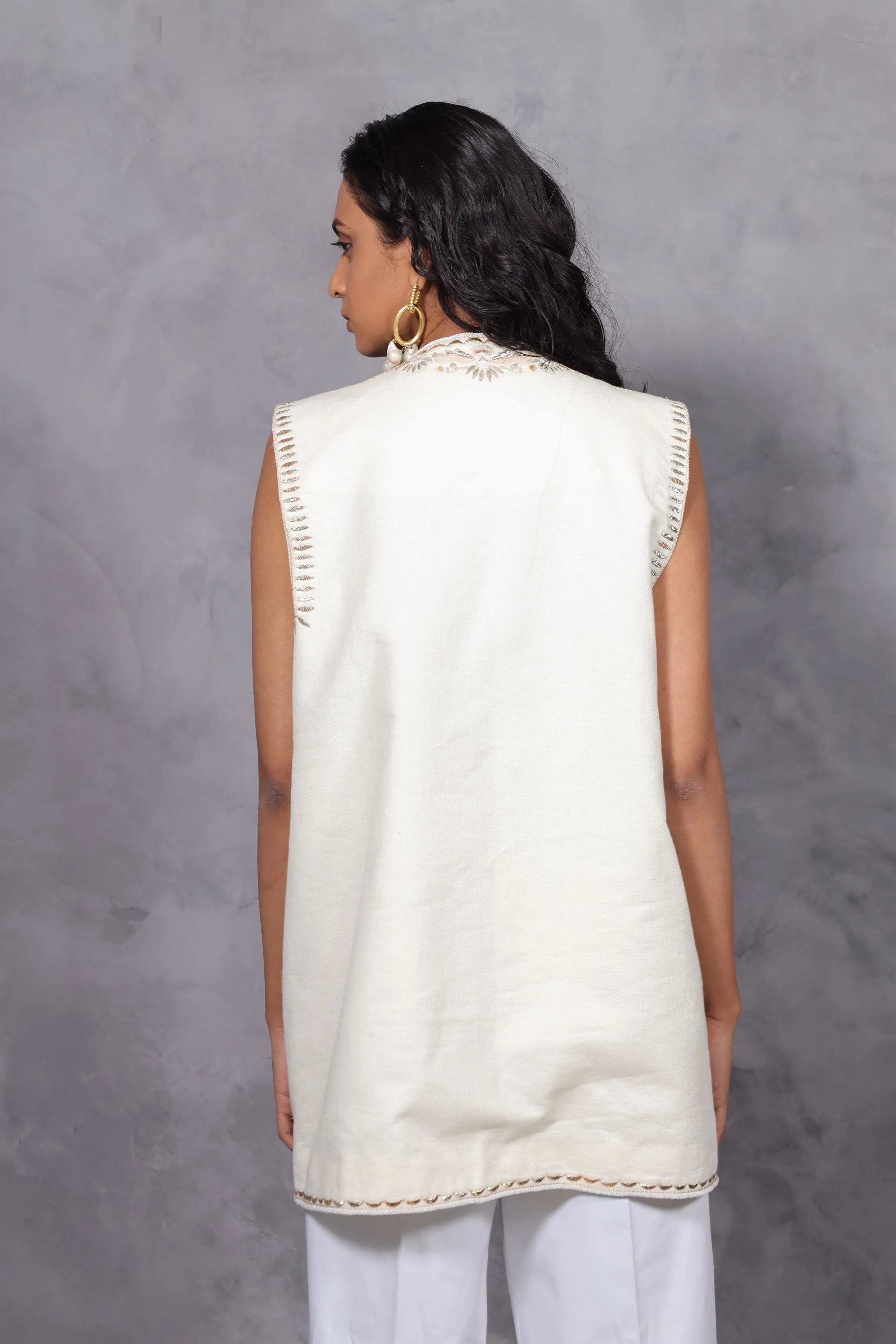New Season Summer to Fall 2024--Jacket Bundi Embroidered Linen Off White-CH2/15-Senso-Fashion Edit Hemji