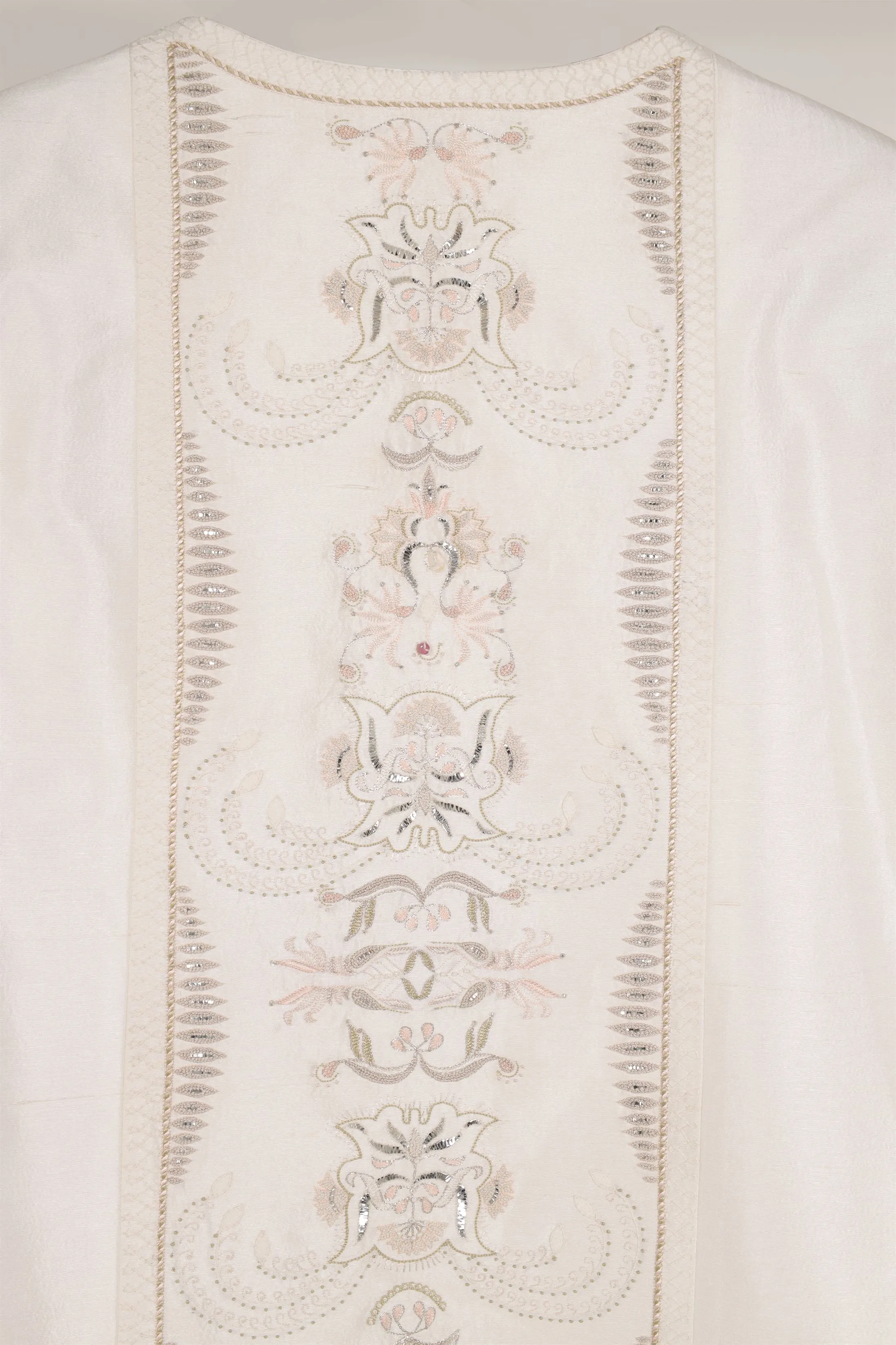 New Season Summer to Fall 2024-Overlay Cape Embroidered Silk Pearl White-WH/S/048-Suzanne-Fashion Edit Hemji