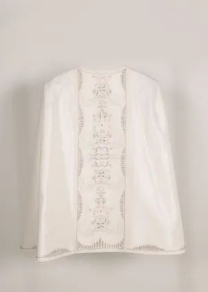 New Season Summer to Fall 2024-Overlay Cape Embroidered Silk Pearl White-WH/S/048-Suzanne-Fashion Edit Hemji