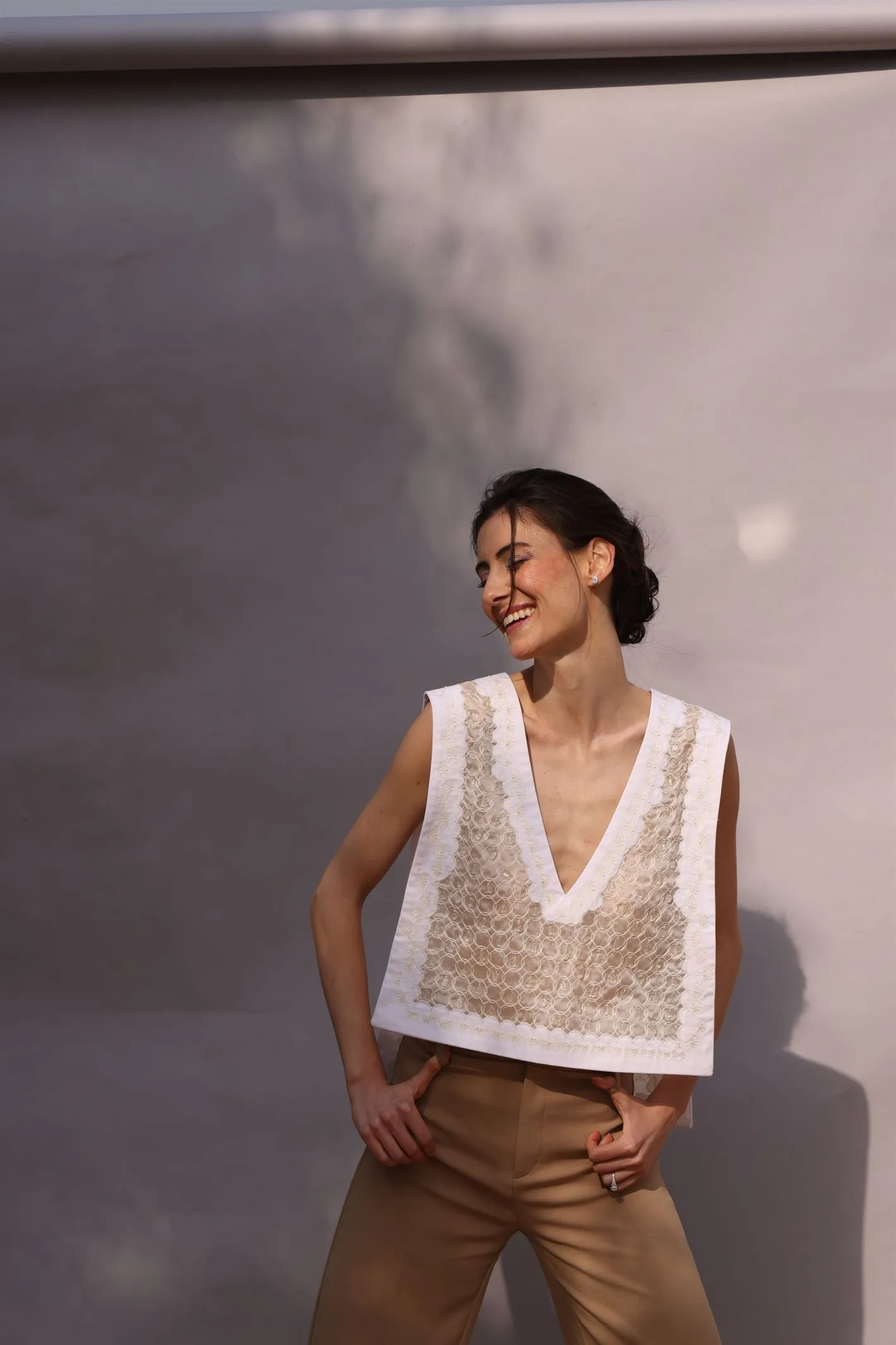 New Season Summer to Fall 2024-Overlay Embellished Cotton White-W/C/057-Suzanne-Fashion Edit Hemji