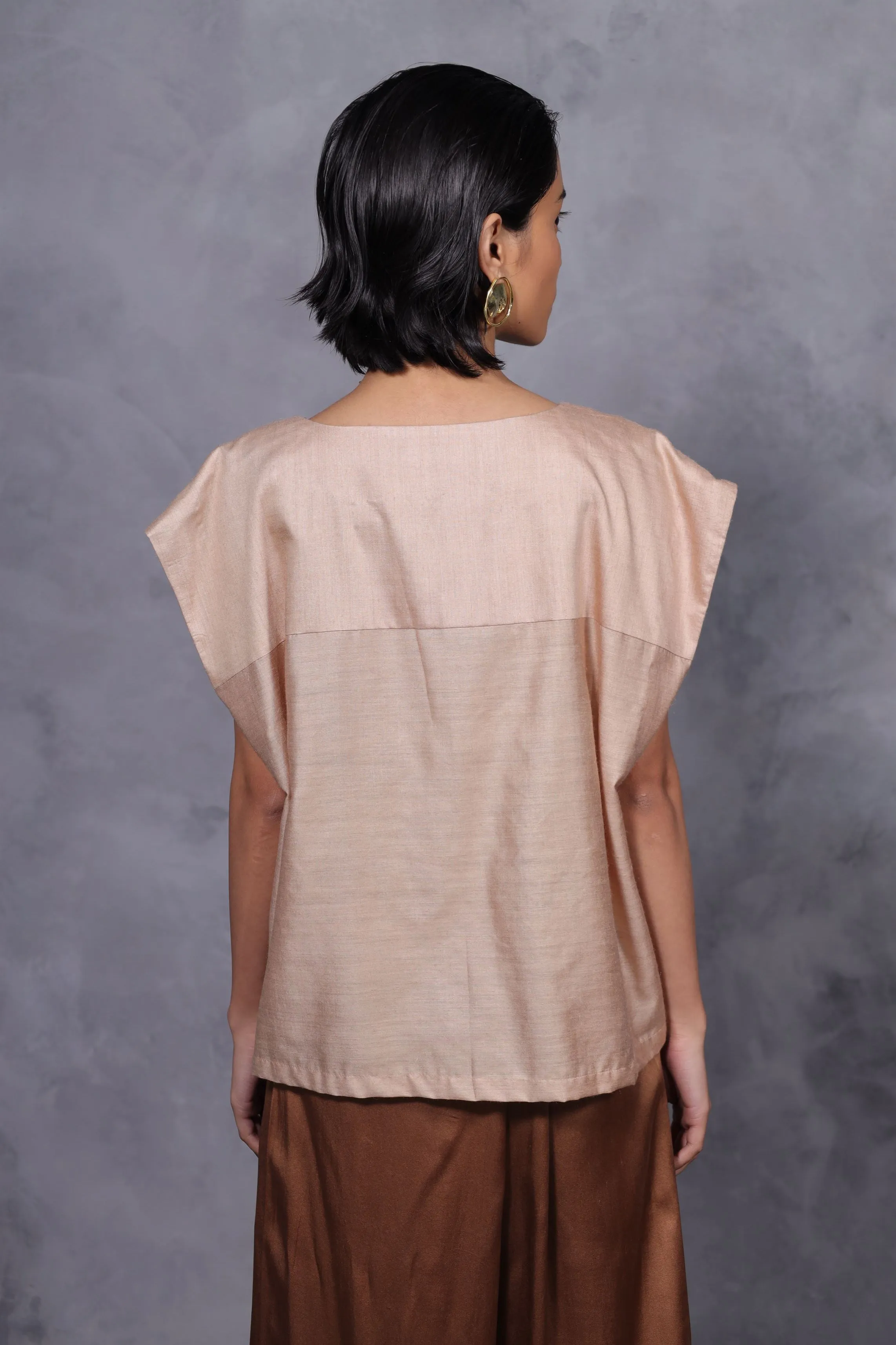 New Season Summer to Fall 2024--Top Embroidered Yoke Silk Off White-CH2/08-Senso-Fashion Edit Hemji