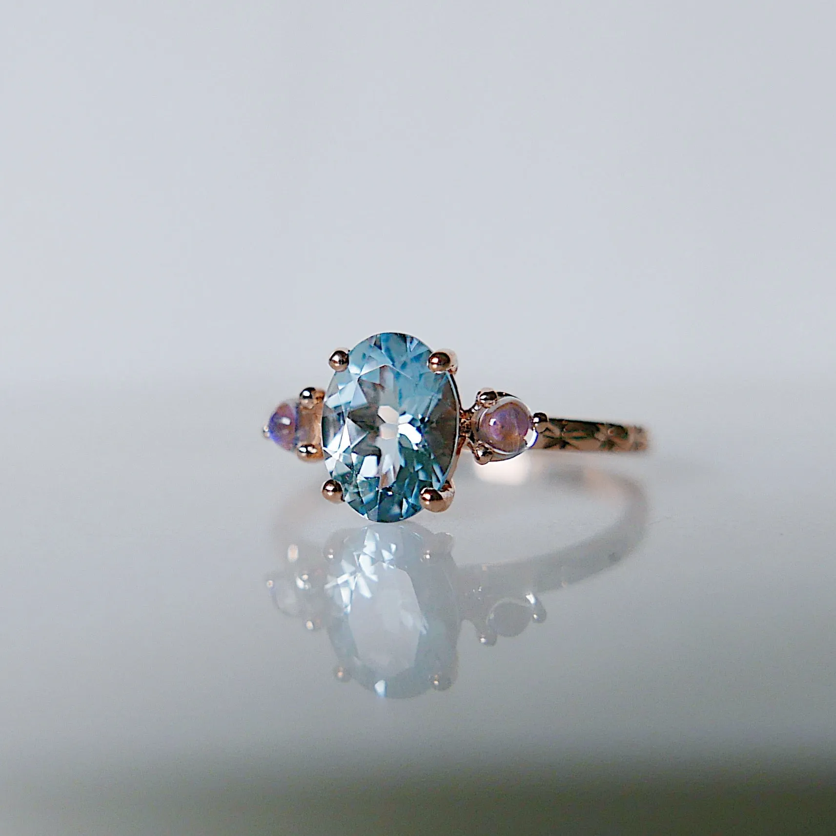 OOAK Twilight Aquamarine and Moonstone Ring