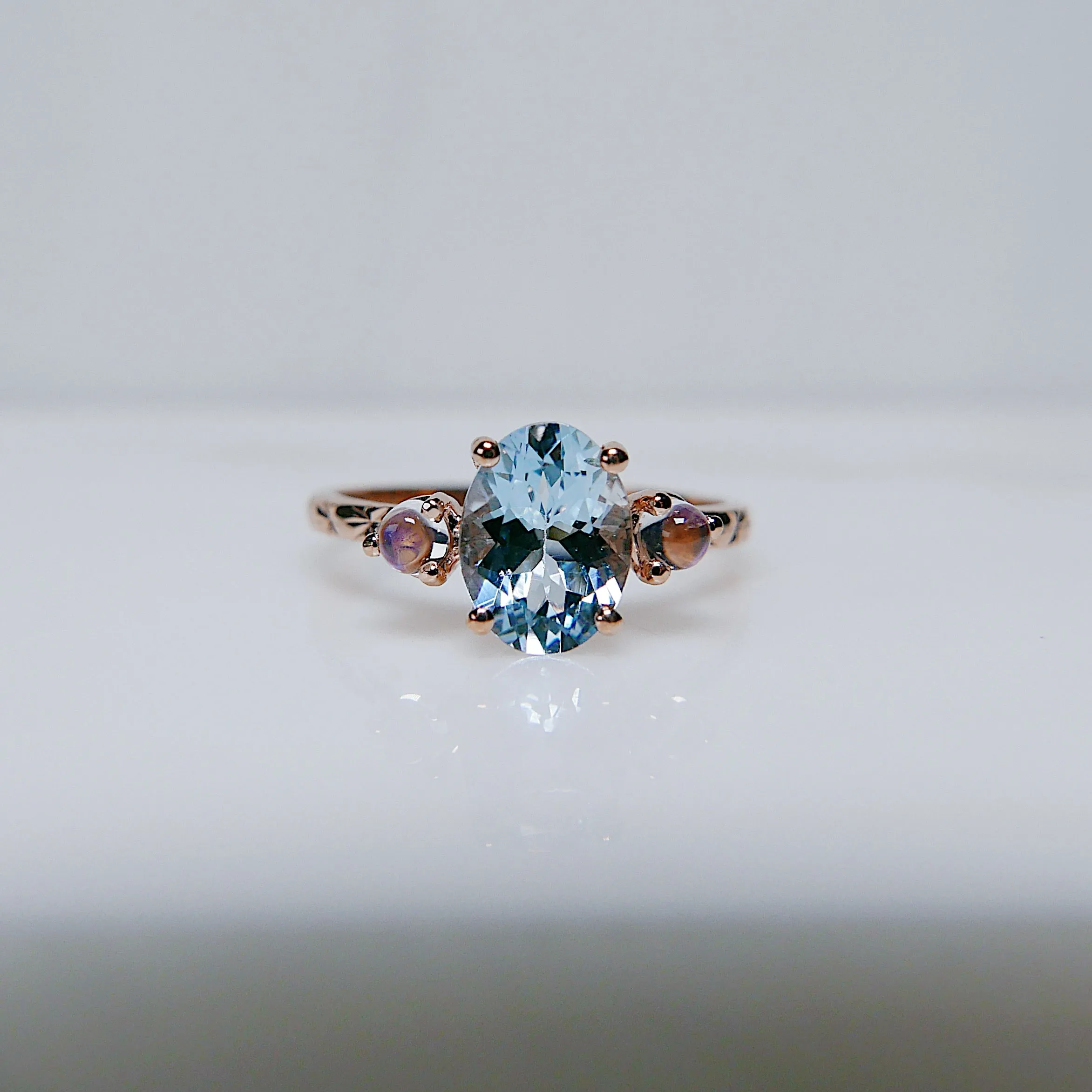 OOAK Twilight Aquamarine and Moonstone Ring
