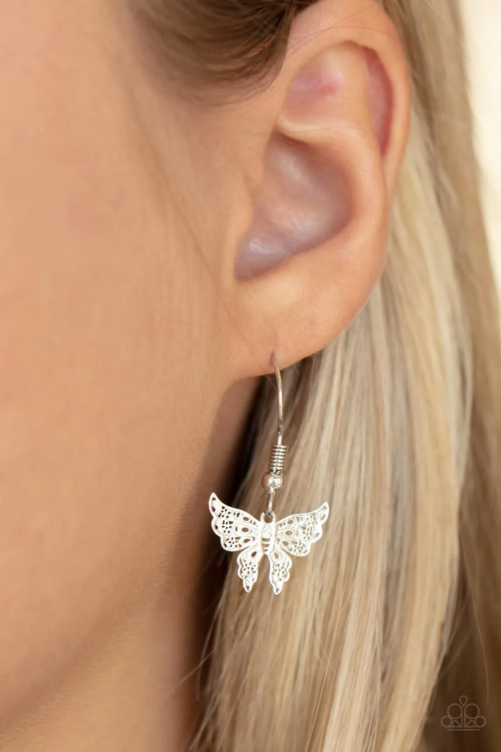 Paparazzi Bountiful Butterflies - White Butterfly Necklace