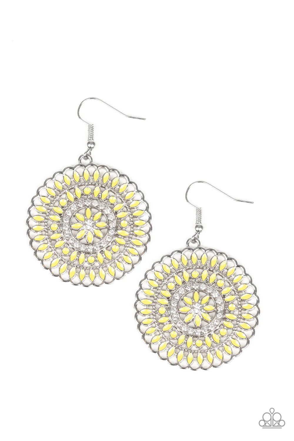 Paparazzi - PINWHEEL and Deal - Yellow Earrings