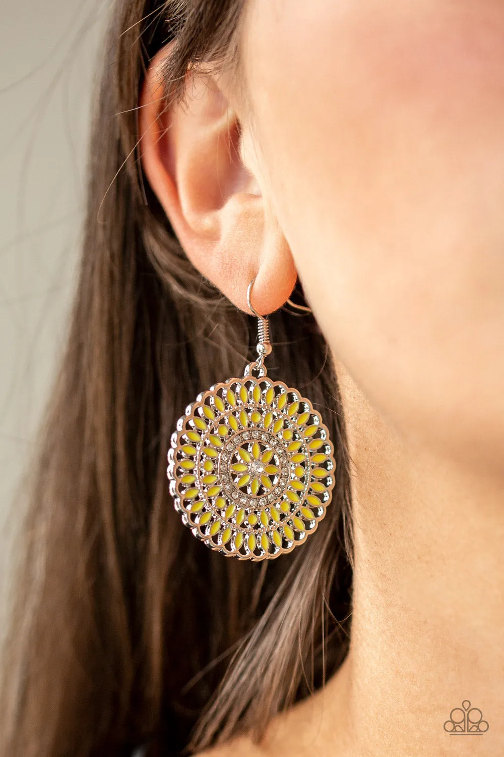 Paparazzi - PINWHEEL and Deal - Yellow Earrings