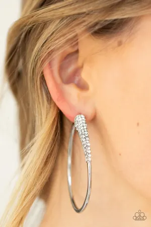 Paparazzi - Winter Ice - Silver with White Rhinestone Earrings