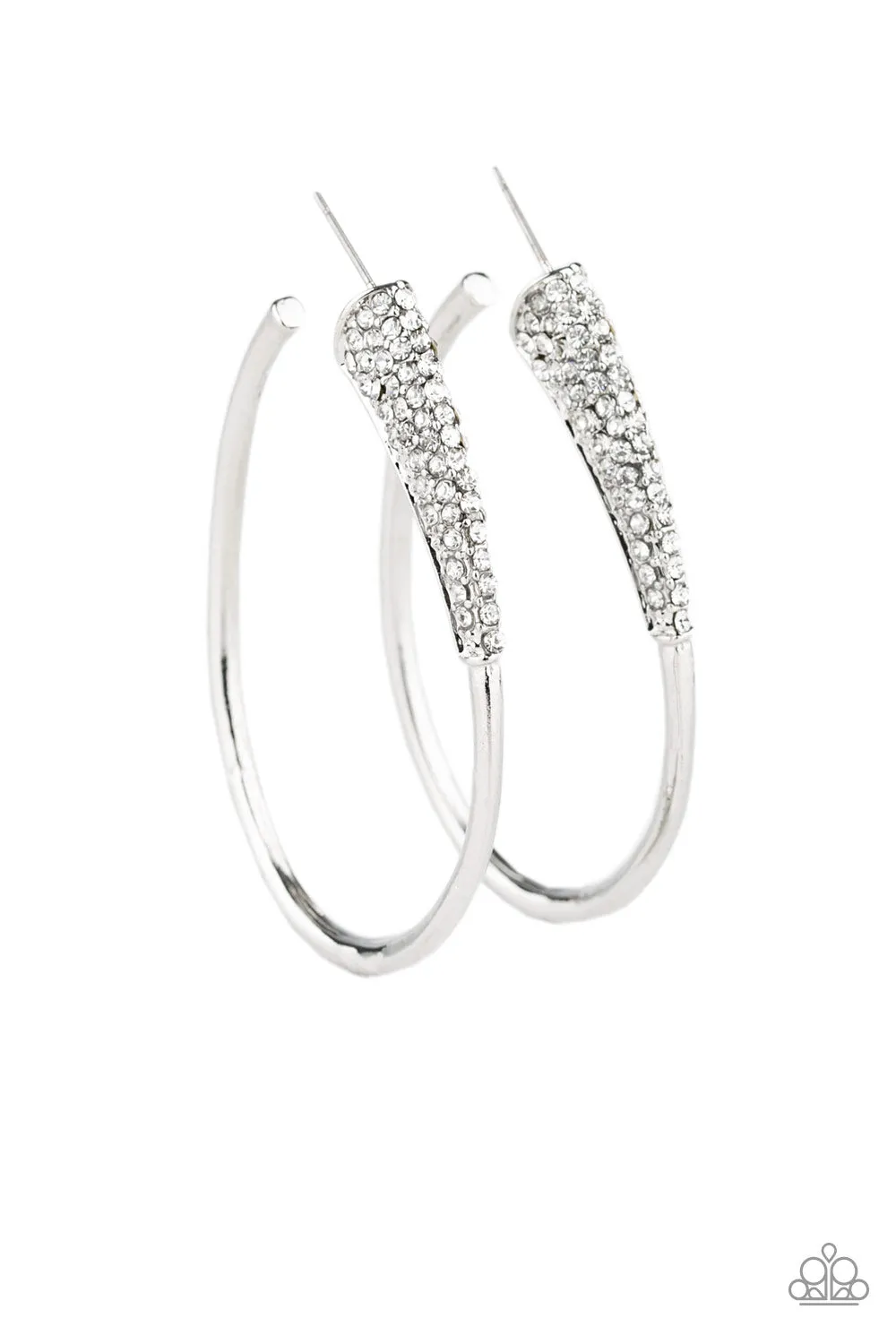 Paparazzi - Winter Ice - Silver with White Rhinestone Earrings