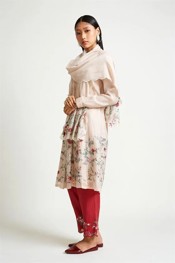Payal Pratap   -   Rock Garden Dragonsblood Embroidered Scarf