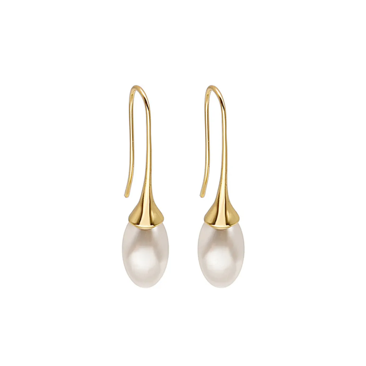 Pearl & 18K Gold-Plated Drop Earring