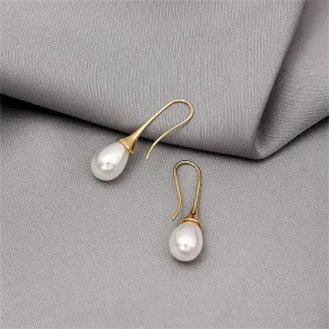 Pearl & 18K Gold-Plated Drop Earring