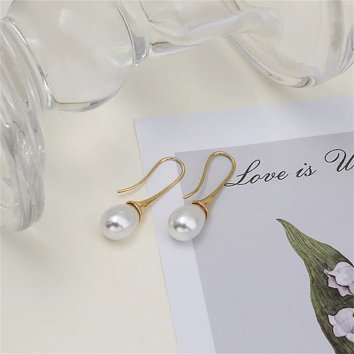 Pearl & 18K Gold-Plated Drop Earring