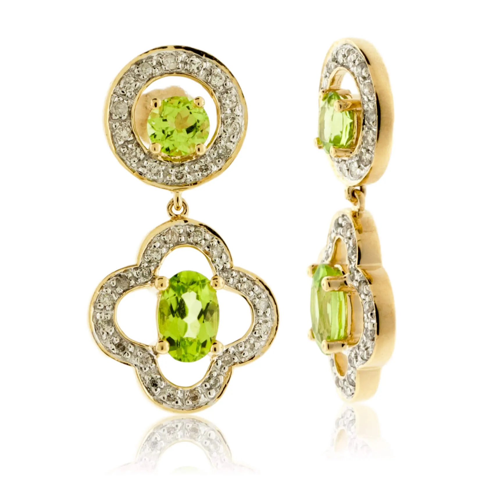 Peridot and Diamond Drop Style Earrings