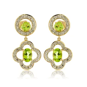 Peridot and Diamond Drop Style Earrings