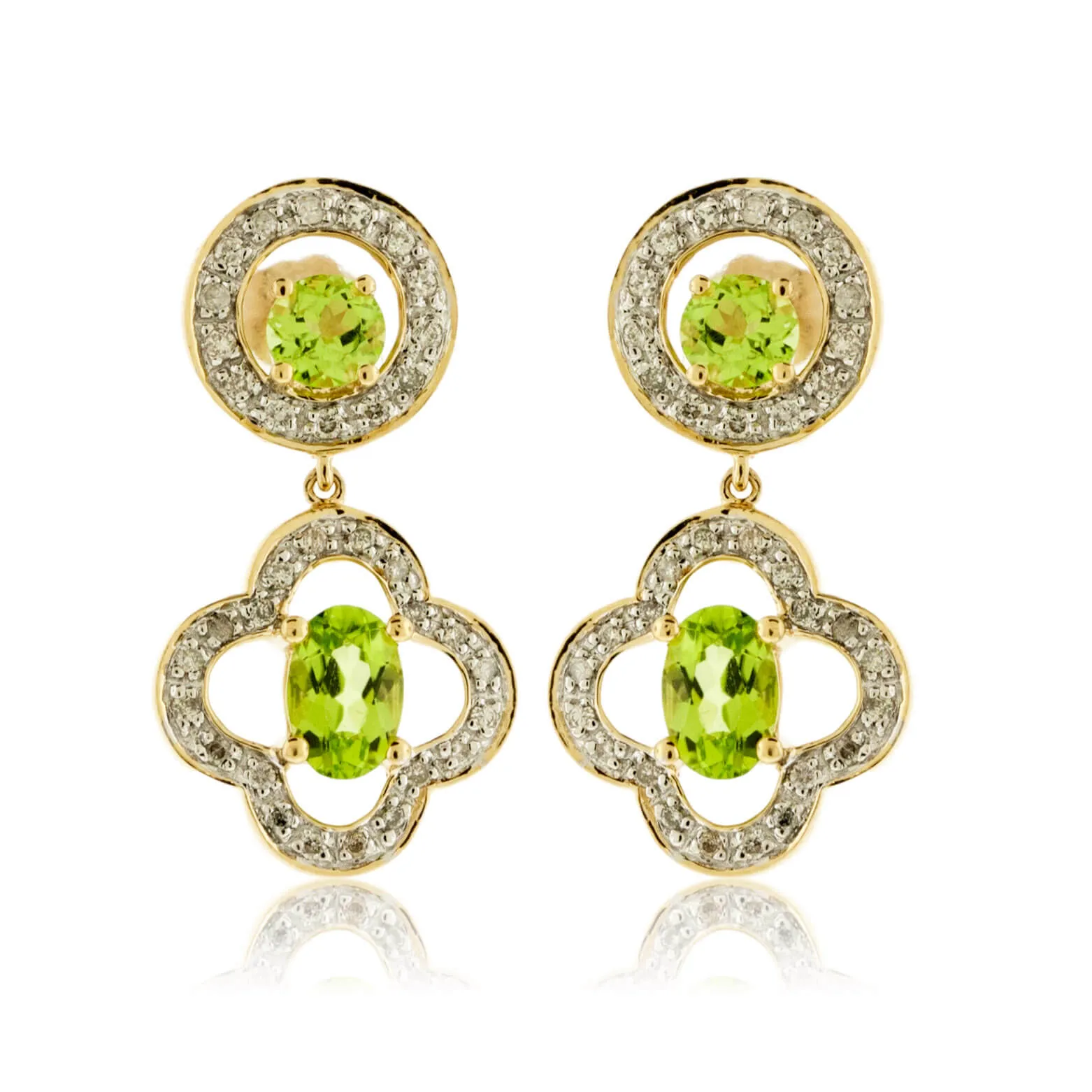 Peridot and Diamond Drop Style Earrings