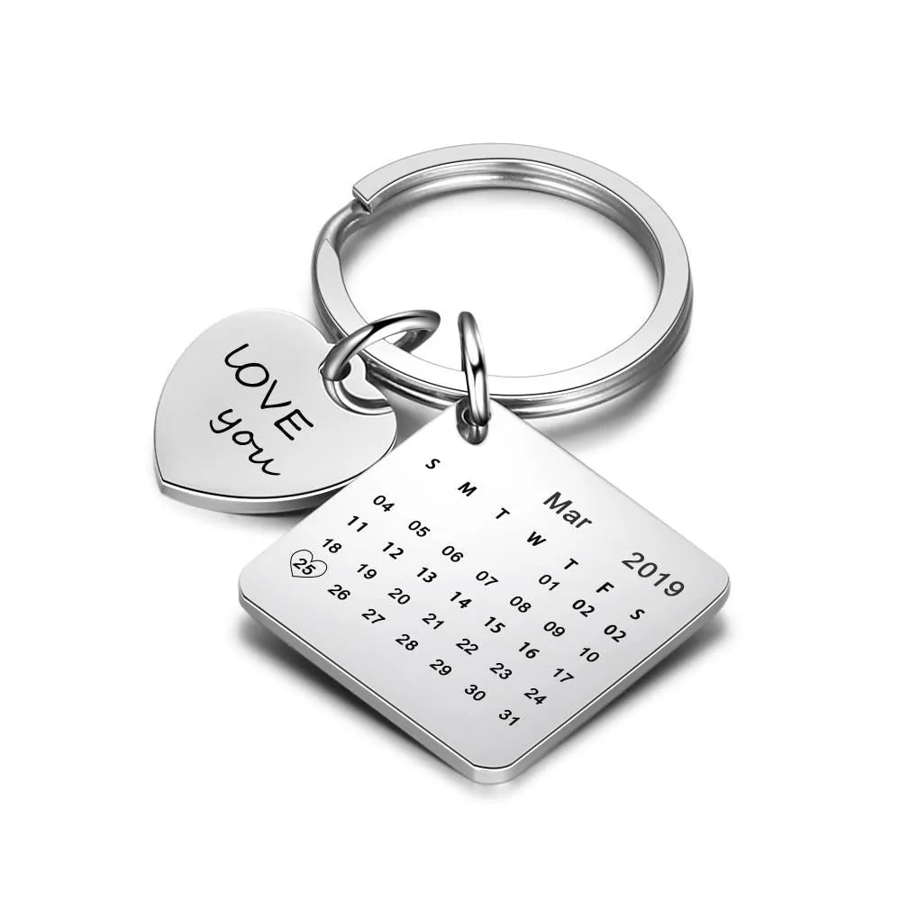 Personalized Engraved Calendar Keychain